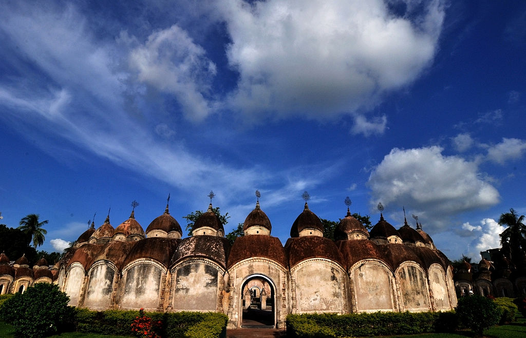 view of 108 shiva temple kalna under blue sky