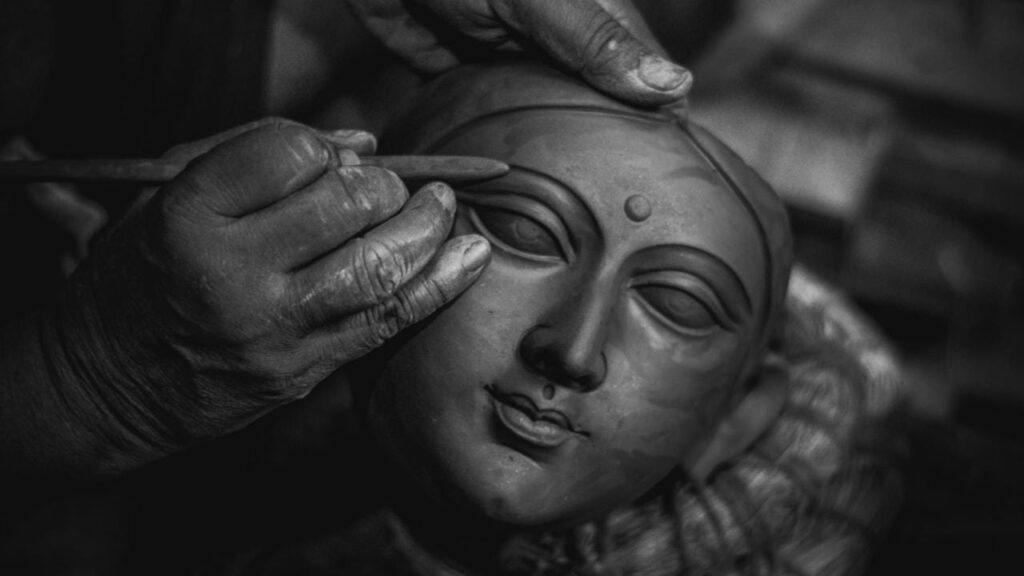 Maa Durga sculpture at Kumartuli